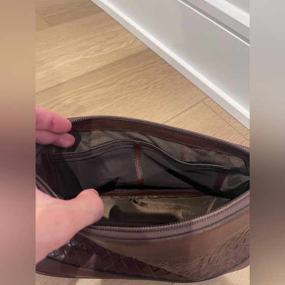 Cole Haan Toiletry Bag NWT Brown Weave Shaver Bag Basket Weave Makeup Kit Flaws - Picture 7 of 16